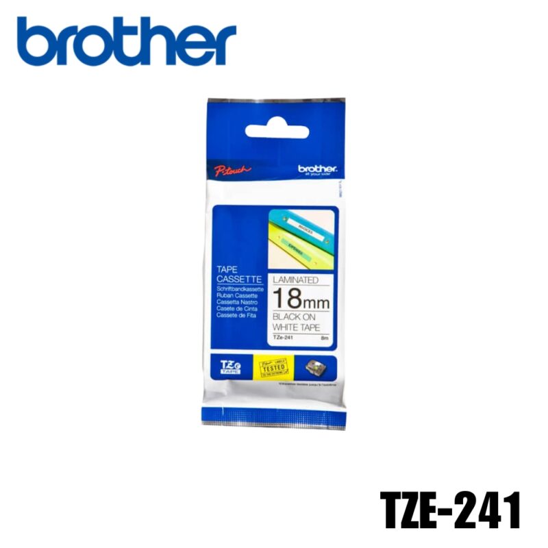 Cinta de Impresora Brother (TZE-241) Original Negro sobre Blanco PT-D400, PT-D450, PT-D600