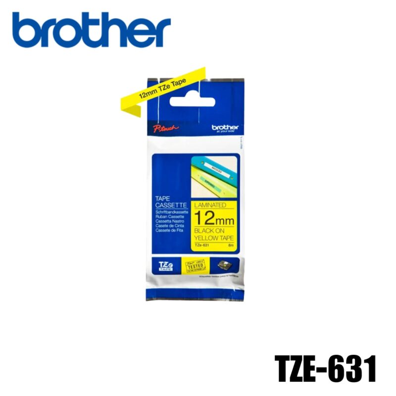 Cinta de Impresora Brother (TZE-631) Original Negro sobre Amarillo PT-1280, PT-D200, PT-D210