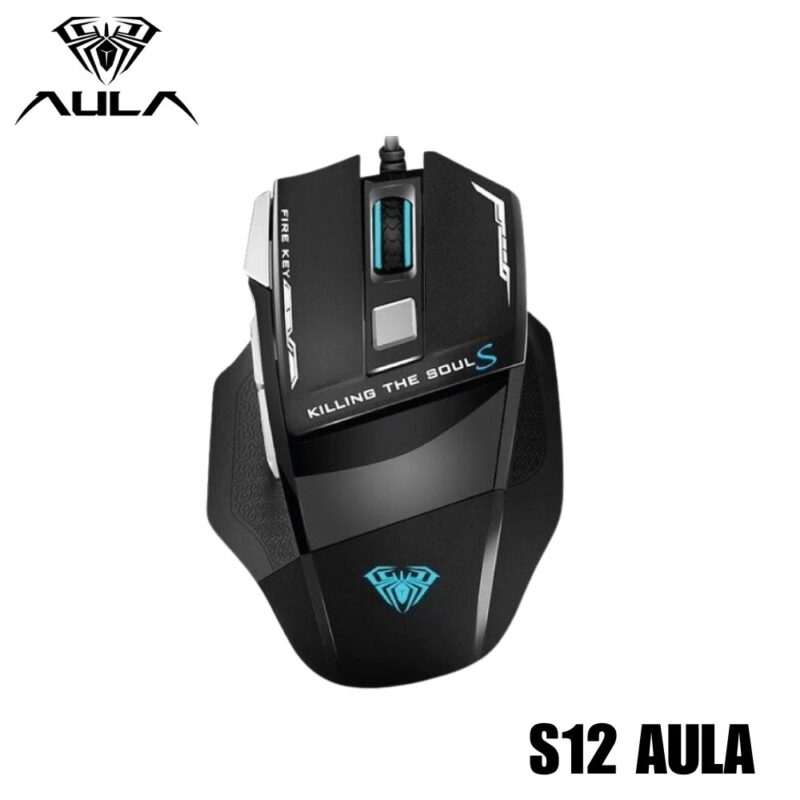 Mouse Gamer S12 AULA USB Negro Diseño Ergonómico DPI Ajustable Conexión Rápida Plug and Play