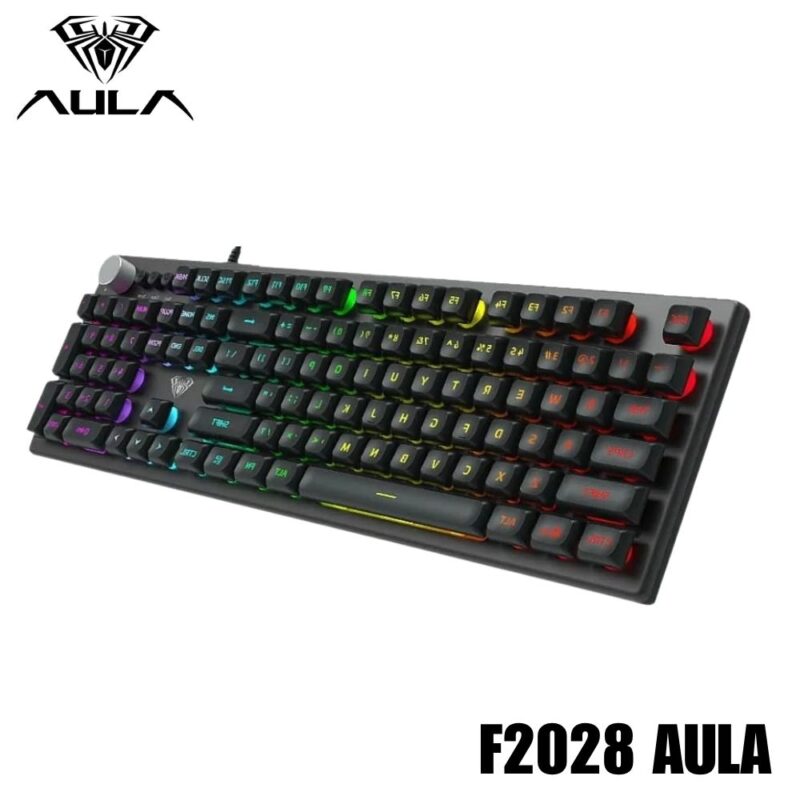 Teclado Membrana Retroiluminado F2028 AULA Negro Sensación Táctil Cómoda e Ideal para Trabajo y Ocio