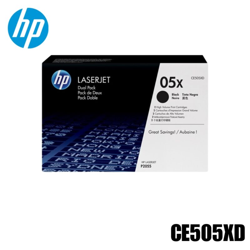 Toner Dual HP 05X Original Negro (Pack Doble) (CE505XD) LaserJet P2055d, P2055dn, P2055x | 4600 Pag