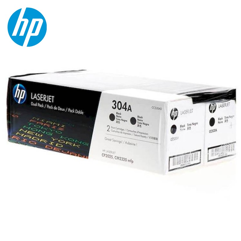 Pack De 2 Toners Originaux HP LaserJet CP2025/CM2320 - Référence CC530AD Noir, Neuf Sous Emballage