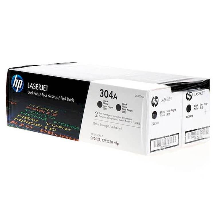 Tóner HP 304AD dual pack original CC530AD negro