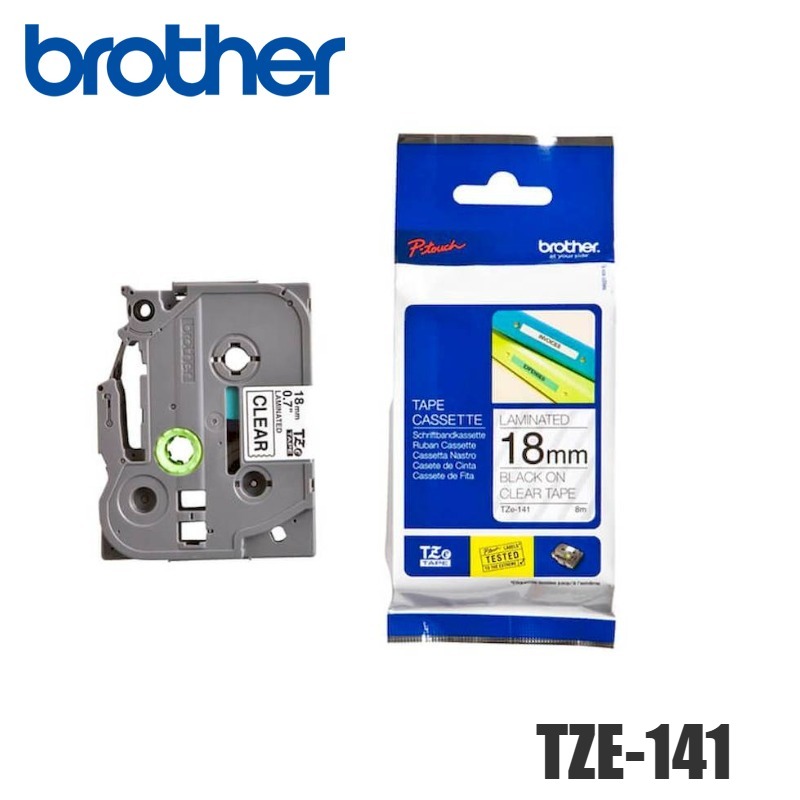 Cinta Brother TZE-141 Negro sobre Transparente