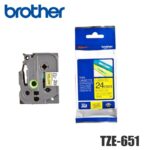 Cinta Brother TZE-651 Negro sobre Amarillo
